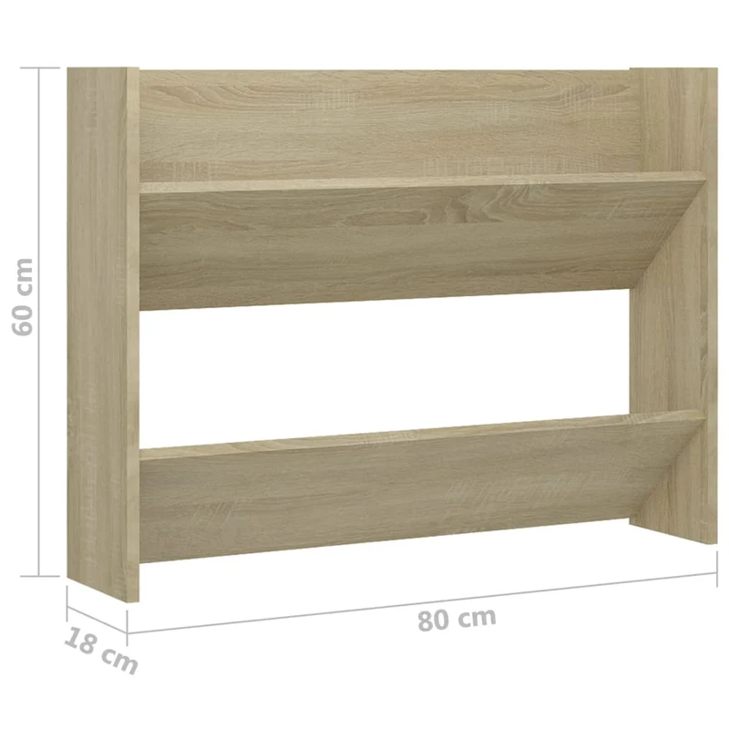 Armoire à chaussures range chaussures rangement meuble entrée couloir salon murale sonoma 80 x 18 x 60 cm aggloméré brun 02_0021912
