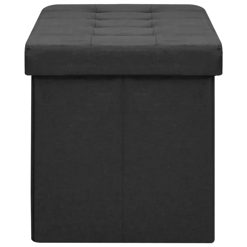 Banc banquette de rangement pliable noir faux lin 02_0010838