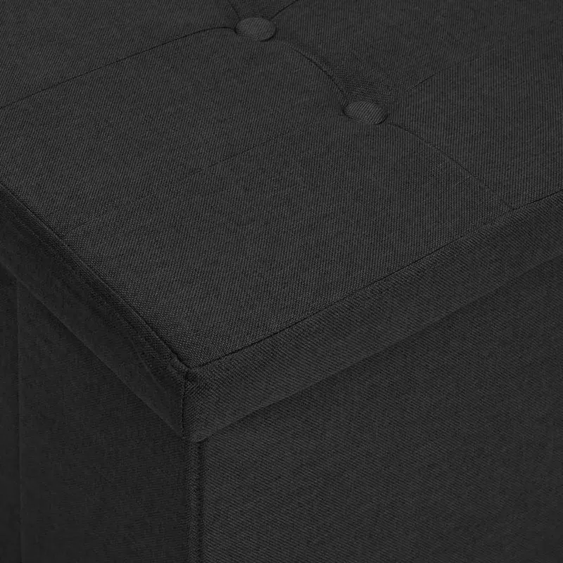 Banc banquette de rangement pliable noir faux lin 02_0010838