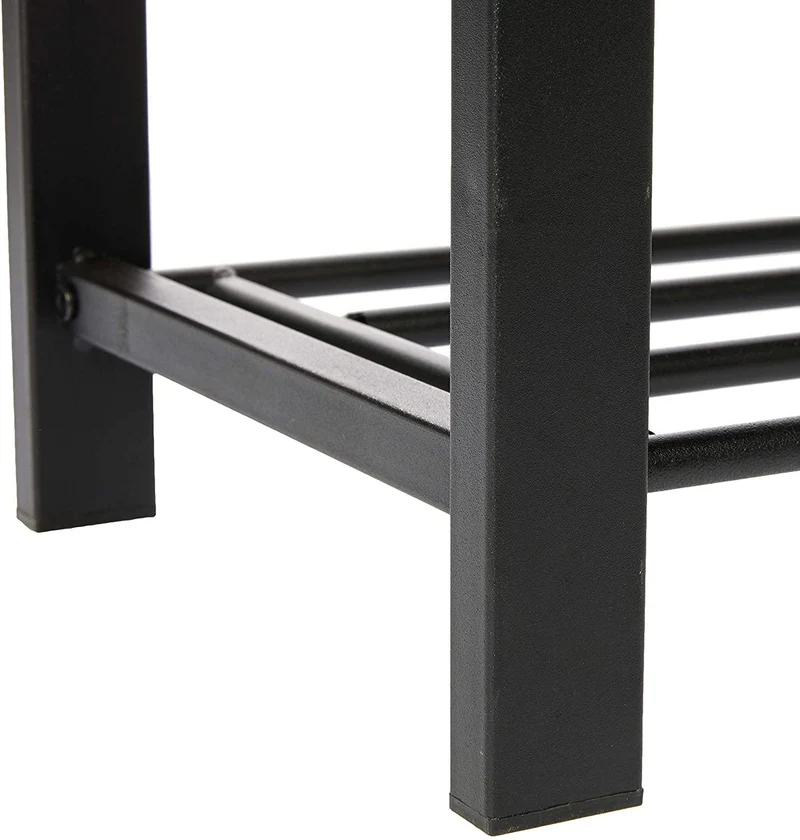 Banc de rangement à chaussures meuble assise tabouret en synthétique 2 niveaux marron 13_0000360