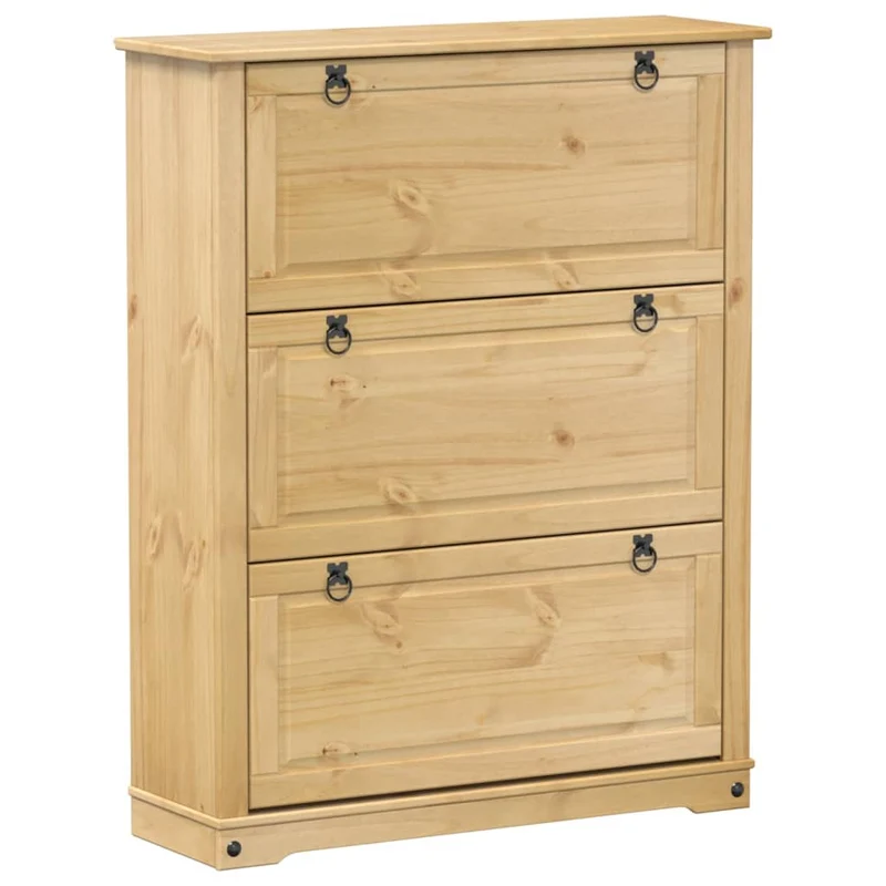 Armoire à chaussures range chaussures rangement meuble entrée couloir salon Corona 99 x 32 x 124,5 cm bois de pin massif brun 02_0021747