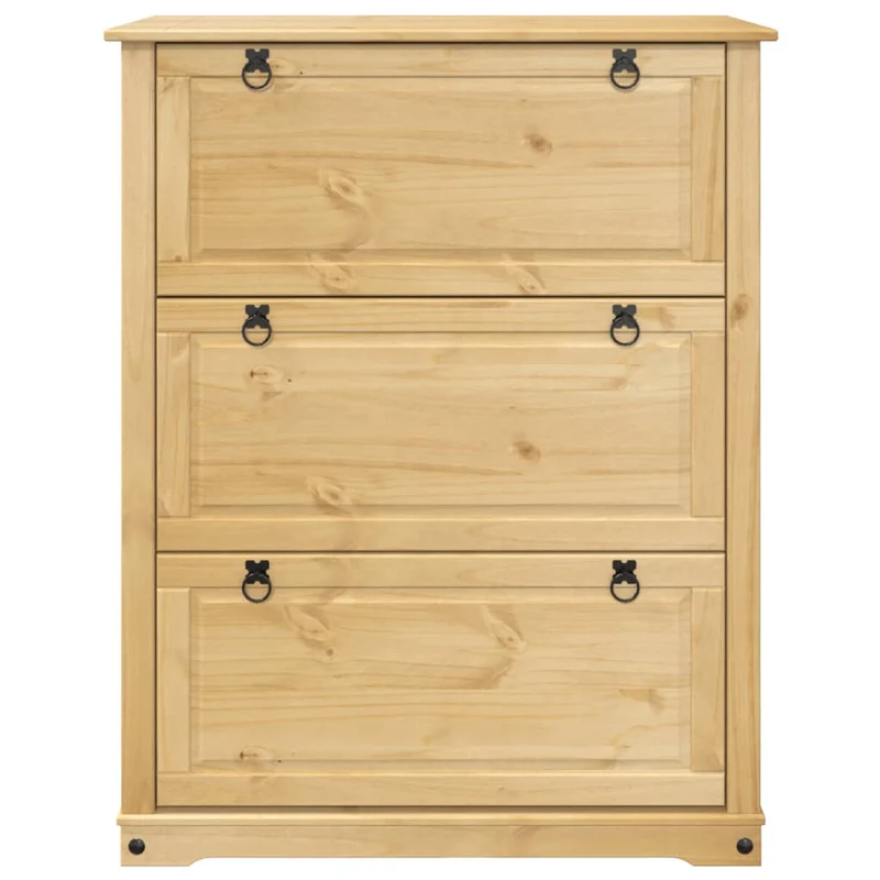 Armoire à chaussures range chaussures rangement meuble entrée couloir salon Corona 99 x 32 x 124,5 cm bois de pin massif brun 02_0021747
