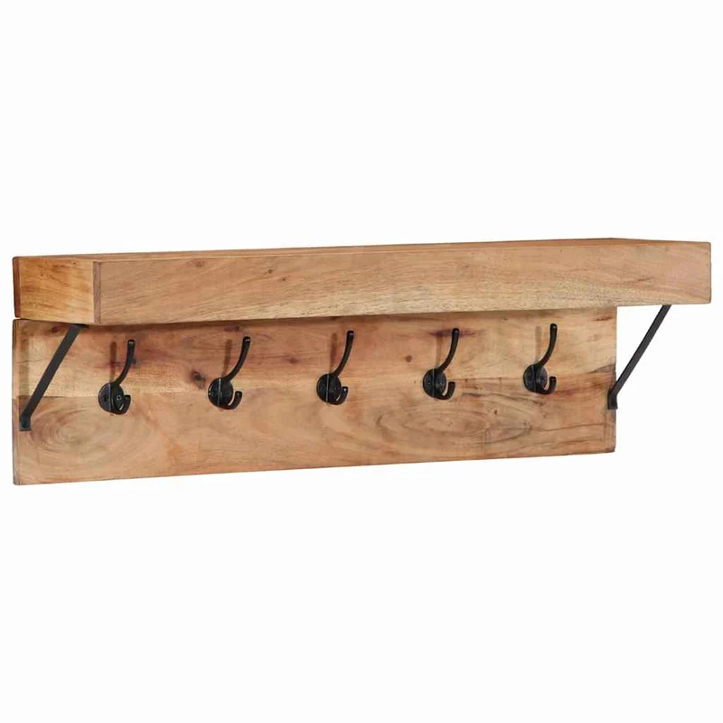 Porte-manteau design moderne rangement mural 73 x 19 x 23 cm en bois d'acacia marron 02_0057997