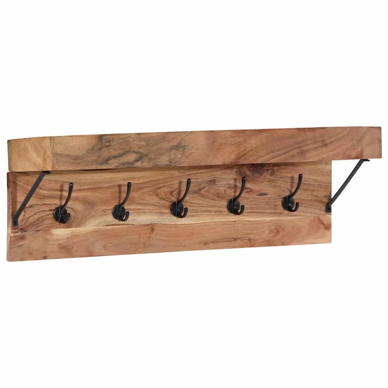Porte-manteau design moderne rangement mural 73 x 19 x 23 cm en bois d'acacia marron 02_0057997