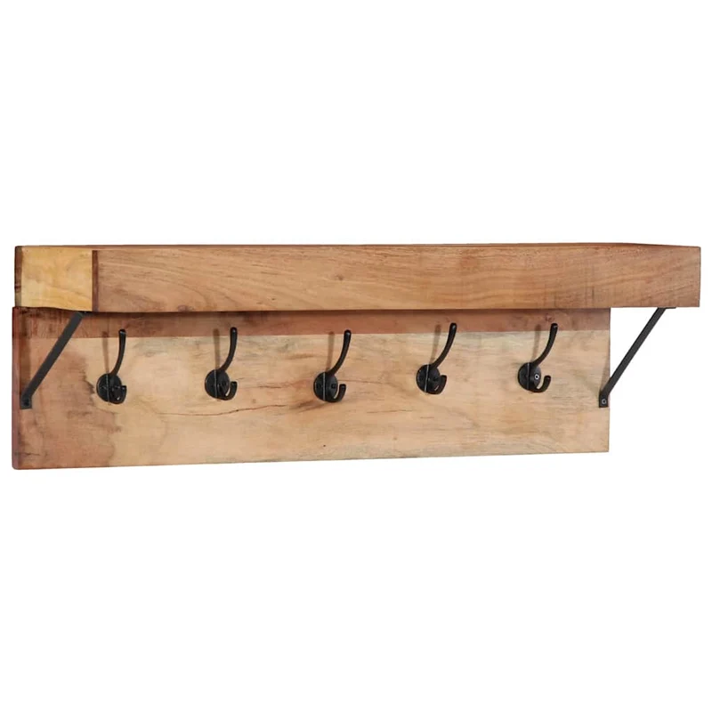 Porte-manteau design moderne rangement mural 73 x 19 x 23 cm en bois d'acacia marron 02_0057997