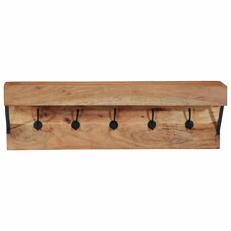 Porte-manteau design moderne rangement mural 73 x 19 x 23 cm en bois d'acacia marron 02_0057997