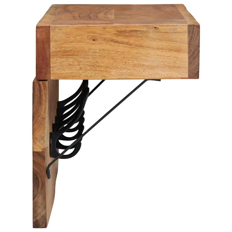 Porte-manteau design moderne rangement mural 73 x 19 x 23 cm en bois d'acacia marron 02_0057997