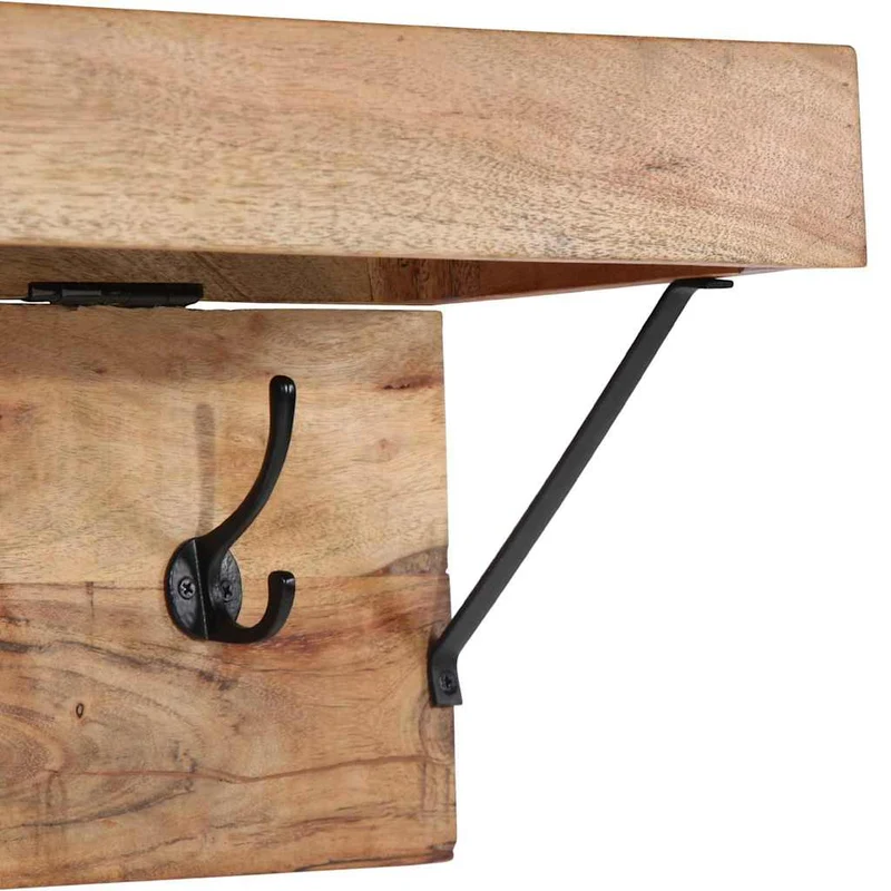 Porte-manteau design moderne rangement mural 73 x 19 x 23 cm en bois d'acacia marron 02_0057997
