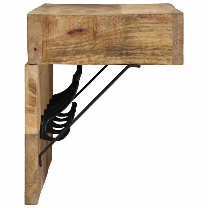 Porte-manteau rectangulaire moderne rangement avec crochets et étagère 73 x 19 x 23 cm en bois de manguier massif marron 02_0057996