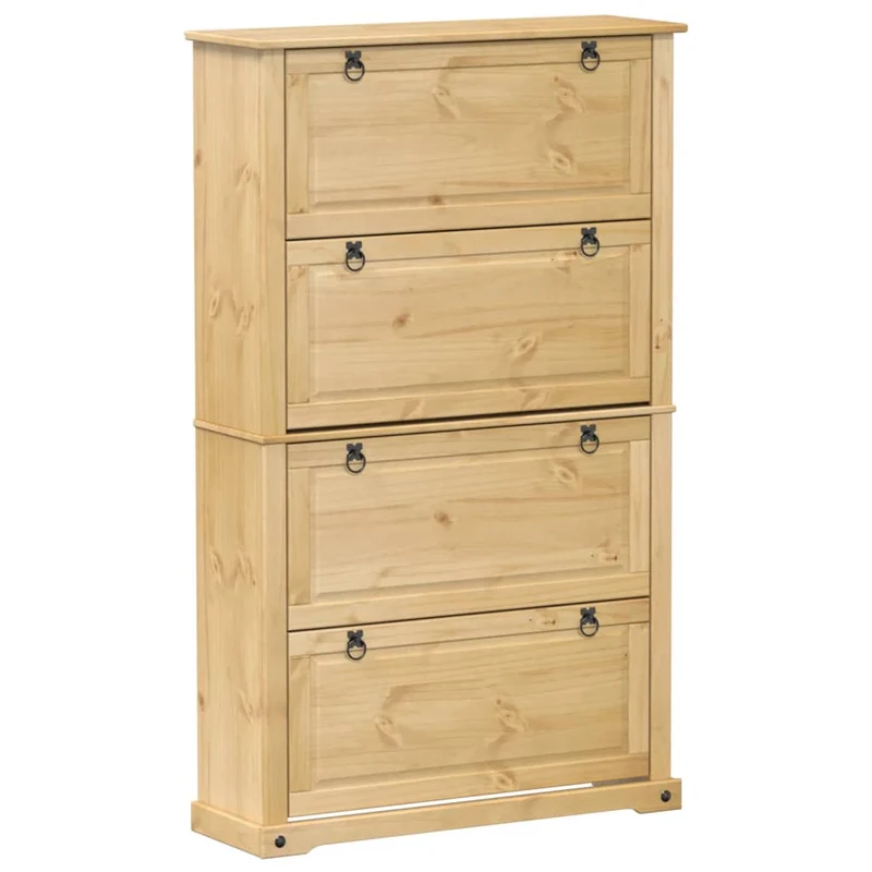 Armoire à chaussures range chaussures rangement meuble entrée couloir salon Corona 99 x 32 x 163,5 cm bois de pin massif brun 02_0021749