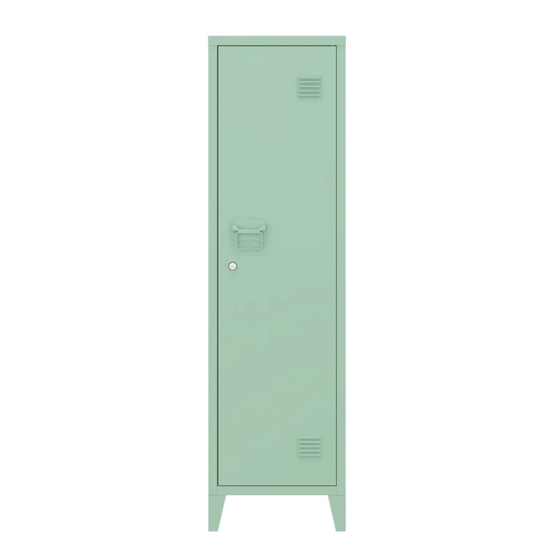 Armoire étagère meuble de rangement 137 x 38 x 38 cm à casier métallique vérouillable vert 03_0008948