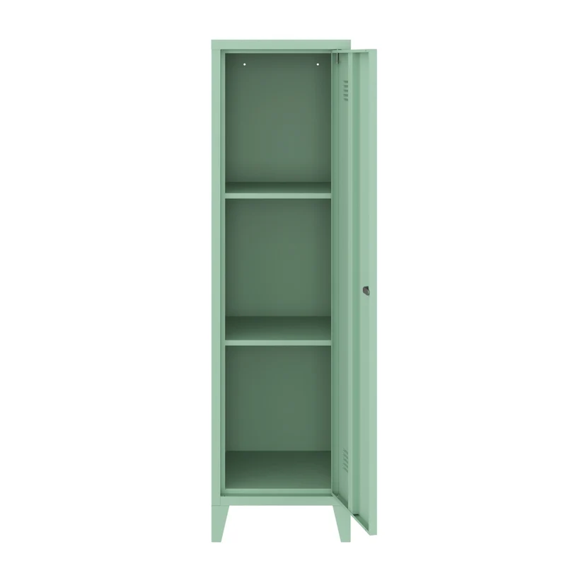 Armoire étagère meuble de rangement 137 x 38 x 38 cm à casier métallique vérouillable vert 03_0008948