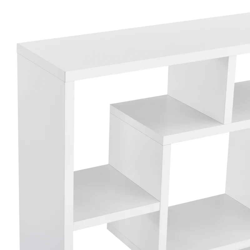 Étagère meuble mural design flottante stylée 8 compartiments de rangement 85 cm blanc 03_0005851