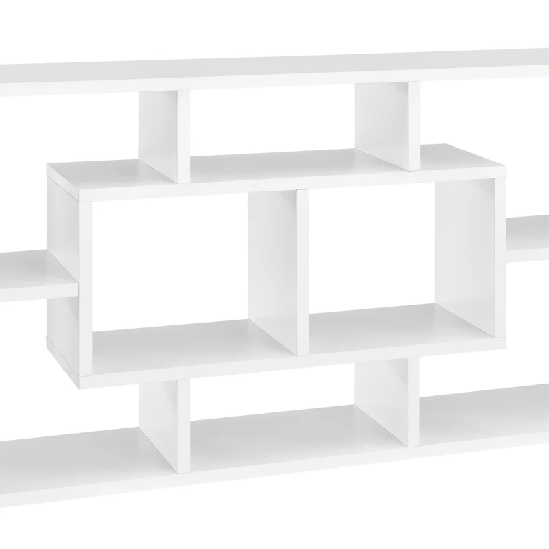 Étagère meuble mural design flottante stylée 8 compartiments de rangement 85 cm blanc 03_0005851