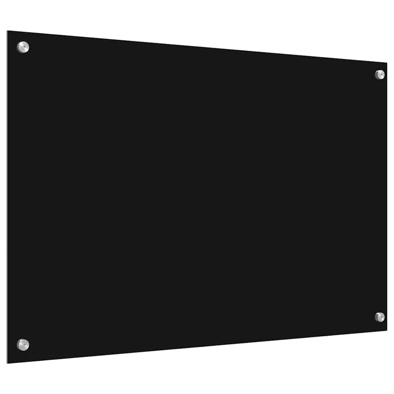 Lot de 2 dosserets de cuisine modernes thermorésistants 90 x 60 cm en verre trempé noir 02_0056314
