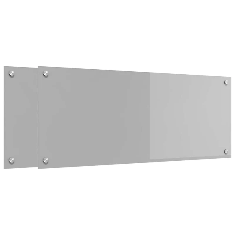 Lot de 2 dosserets de cuisine moderne 100 x 40 cm durable et thermorésistant en verre trempé gris clair 02_0056235