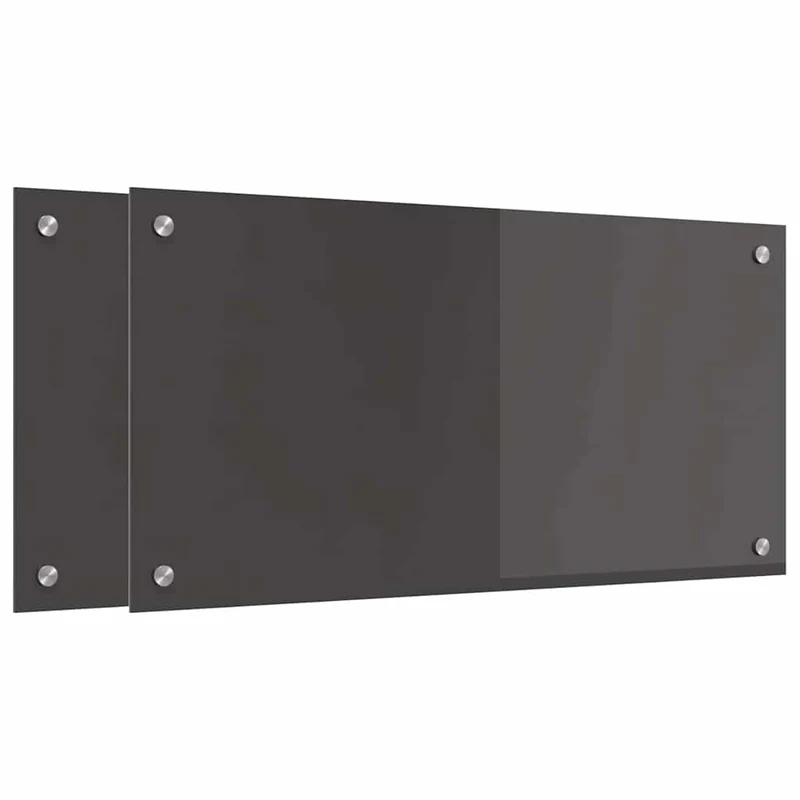 Lot de 2 dosserets de cuisine moderne épurés 80 x 40 cm installation facile en verre trempé gris foncé 02_0056241