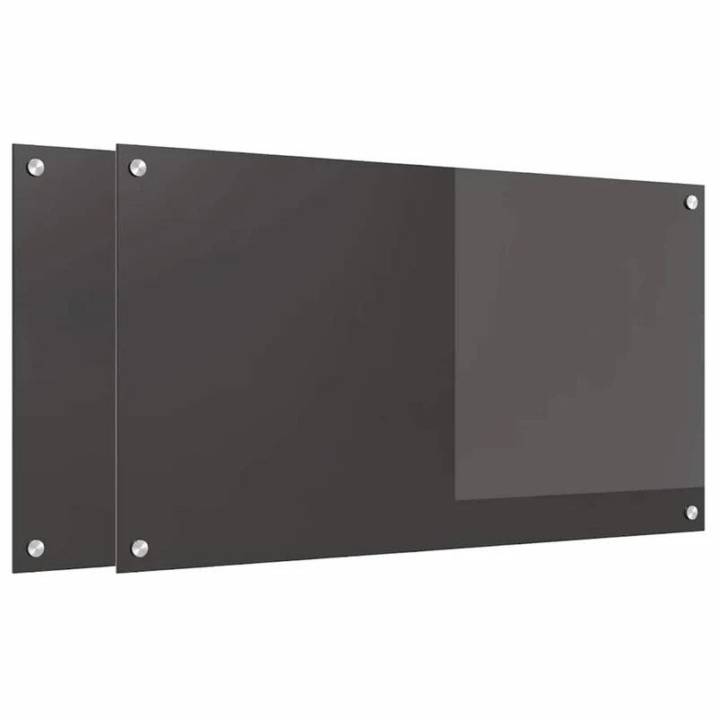Lot de 2 dosserets de cuisine épurés modernes 90 x 50 cm thermique durable en verre trempé gris foncé 02_0056245