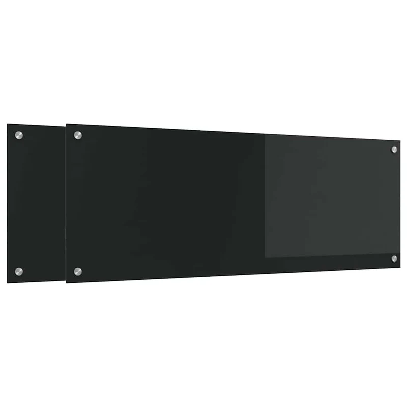 Lot de 2 dosserets de cuisine 110 x 40 cm design moderne résistant à la chaleur épuré en verre trempé noir 02_0056265