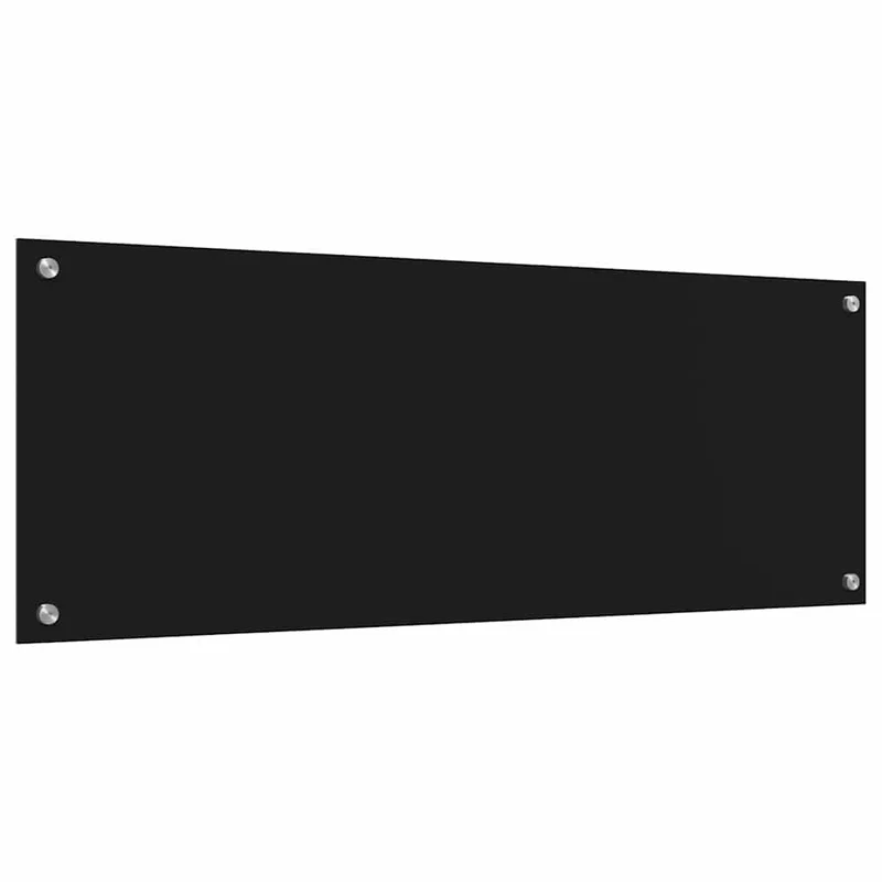 Lot de 2 dosserets de cuisine 110 x 40 cm design moderne résistant à la chaleur épuré en verre trempé noir 02_0056265