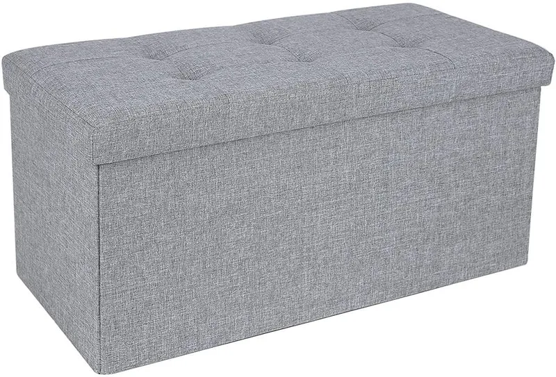 Banc de rangement pour coffre banquette tabouret 50 litres 76 cm gris clair 12_0000226