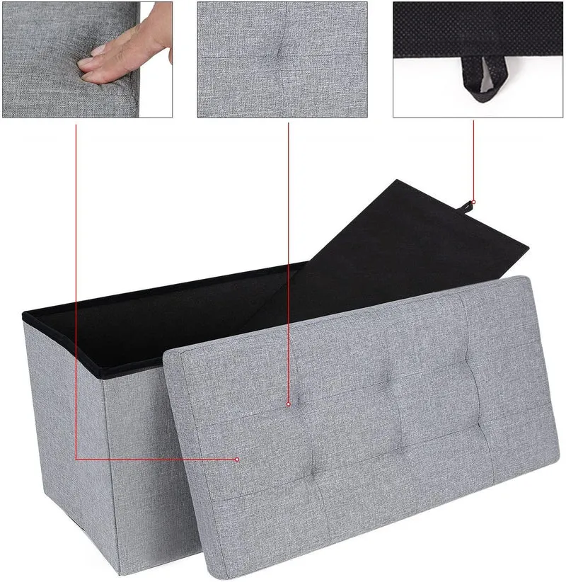 Banc de rangement pour coffre banquette tabouret 50 litres 76 cm gris clair 12_0000226