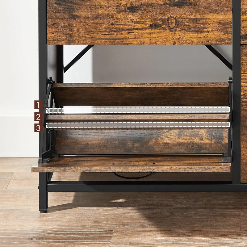 Meuble à chaussures avec 4 abattants meuble de rangement compartiment ouverts séparateurs réglables pour entrée 12-20 paires 98,3 x 30 x 95 cm marron 12_0006371