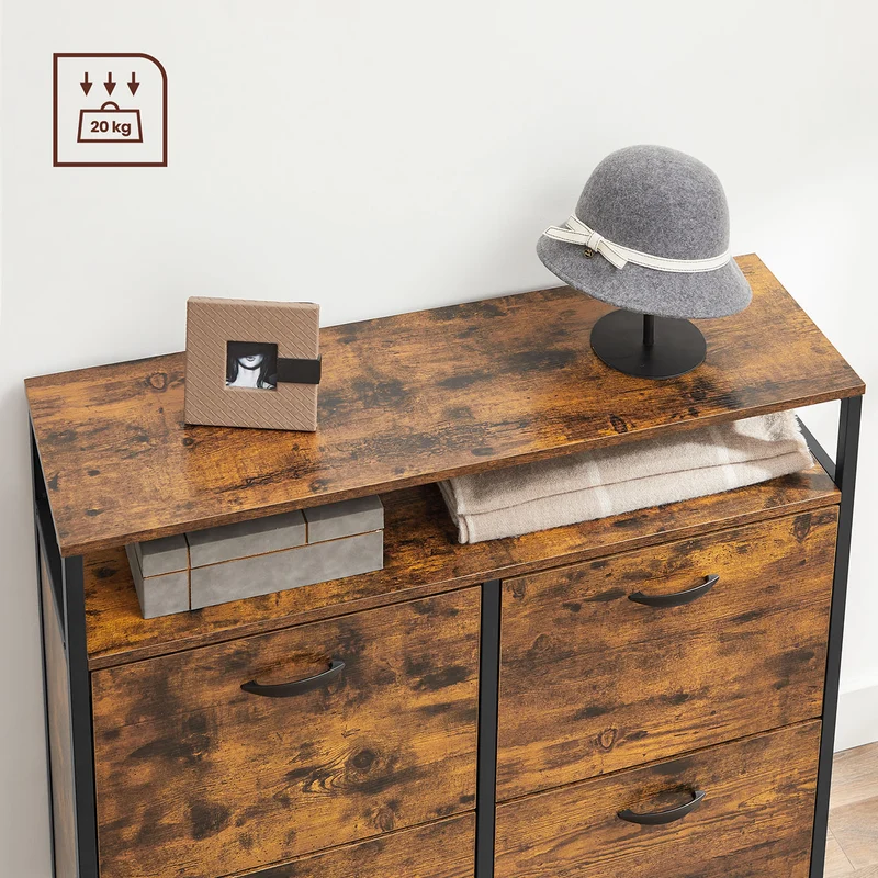 Meuble à chaussures avec 4 abattants meuble de rangement compartiment ouverts séparateurs réglables pour entrée 12-20 paires 98,3 x 30 x 95 cm marron 12_0006371