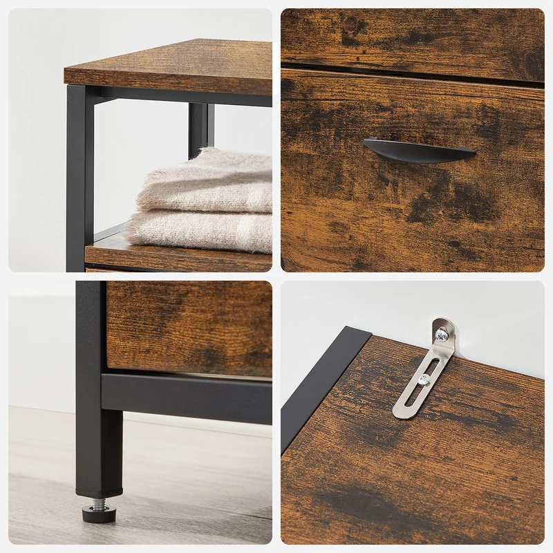 Meuble à chaussures avec 4 abattants meuble de rangement compartiment ouverts séparateurs réglables pour entrée 12-20 paires 98,3 x 30 x 95 cm marron 12_0006371