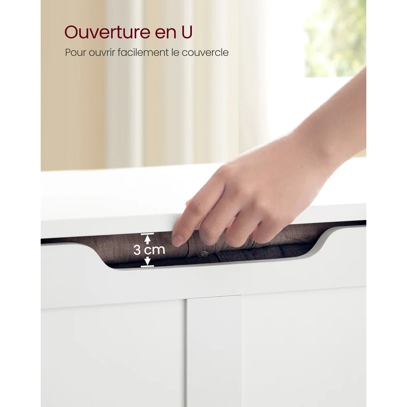 Coffre de rangement intérieur banc à chaussures pouf banquette rangement pour jouet enfant avec charnières de sécurité style grange 100 x 40 x 46 cm blanc 12_0005140