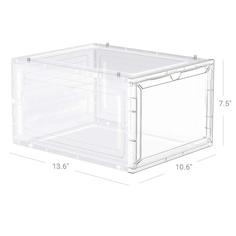 Boîtes à chaussures lot de 6 organisateurs avec porte rangement de chaussure en plastique empilable assemblage facile 27 x 34 5 x 19 cm jusqu’à la pointure 46 blanc 12_0002636