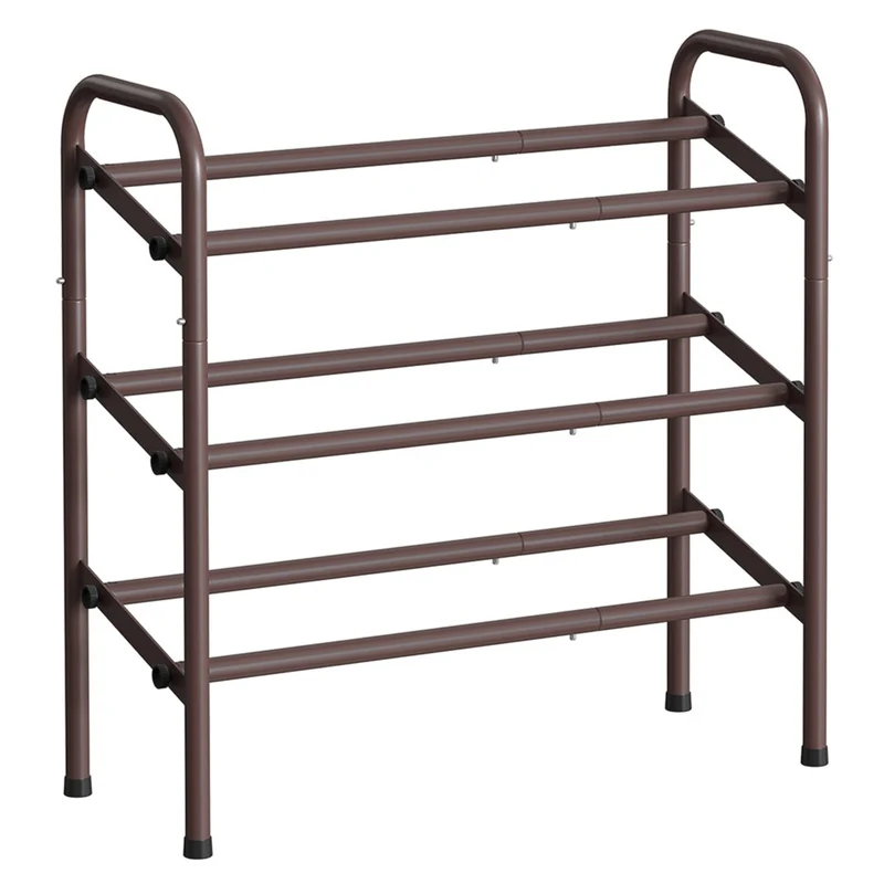 Étagère à chaussures à 2 niveaux rangement ajustable 23 x 58 x 42 cm pour chaussures pour entrée placard assemblage facile en métal marron 12_0005462
