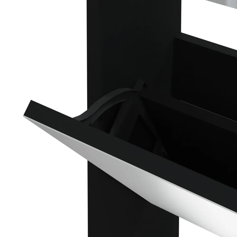 Armoire à chaussures range chaussures rangement meuble entrée couloir salon avec miroir 3 niveau x 63 x 17 x 102,5 cm noir 02_0021413