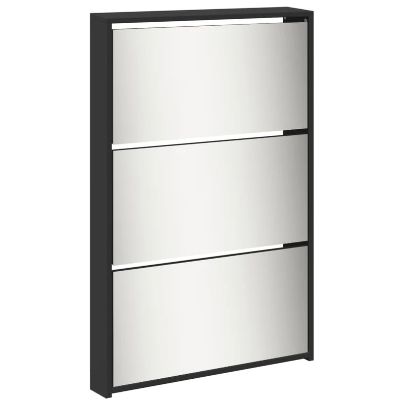 Armoire à chaussures range chaussures rangement meuble entrée couloir salon avec miroir 5 niveau x 63 x 17 x 169,5 cm noir 02_0021414
