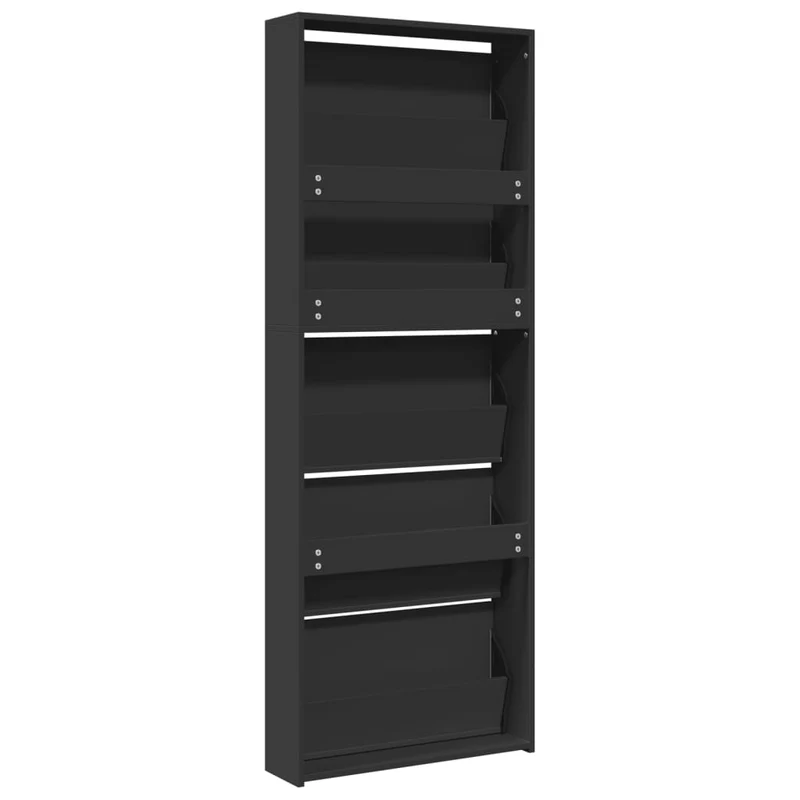 Armoire à chaussures range chaussures rangement meuble entrée couloir salon avec miroir 5 niveau x 63 x 17 x 169,5 cm noir 02_0021414
