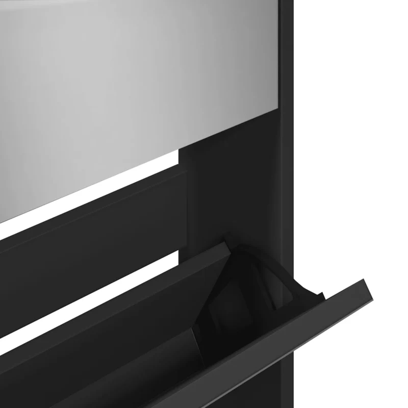 Armoire à chaussures range chaussures rangement meuble entrée couloir salon avec miroir 5 niveau x 63 x 17 x 169,5 cm noir 02_0021414