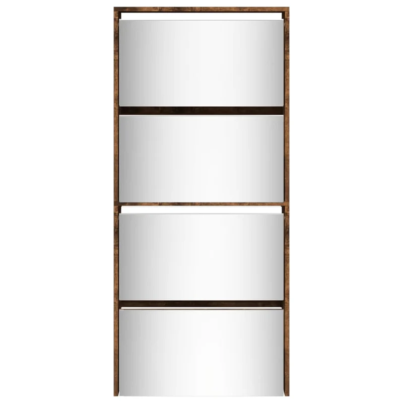 Armoire à chaussures range chaussures rangement meuble entrée couloir salon miroir à 4 niveau x 63 x 17 x 134 cm brun 02_0021895
