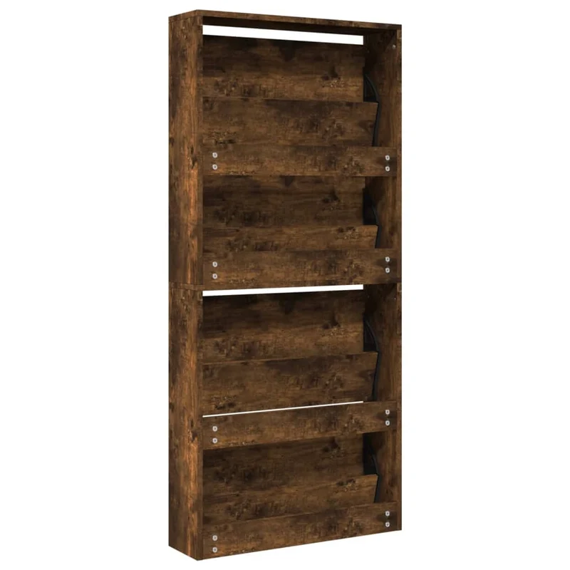 Armoire à chaussures range chaussures rangement meuble entrée couloir salon miroir à 4 niveau x 63 x 17 x 134 cm brun 02_0021895