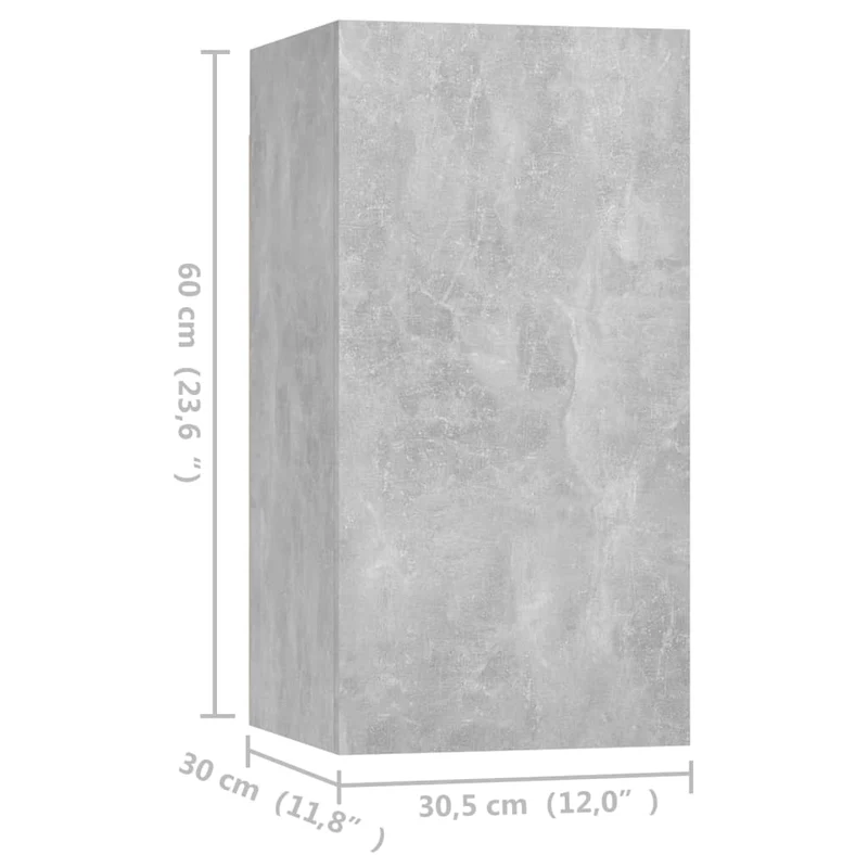 Meubles TV multimédia étagère télévision buffet téléviseur salle à manger salon chambre 4 pièces 30,5 x 30 x 60 cm bois d'ingénierie gris 02_0028703