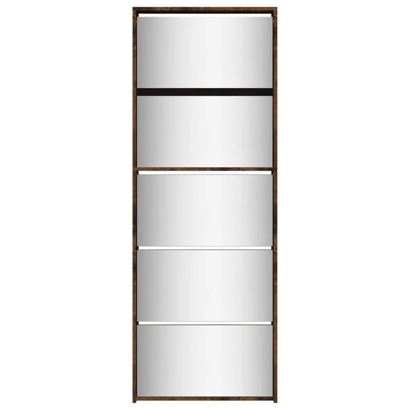 Armoire à chaussures range chaussures rangement meuble entrée couloir salon miroir 5 niveau x 63 x 17 x 169,5 cm brun 02_0021889