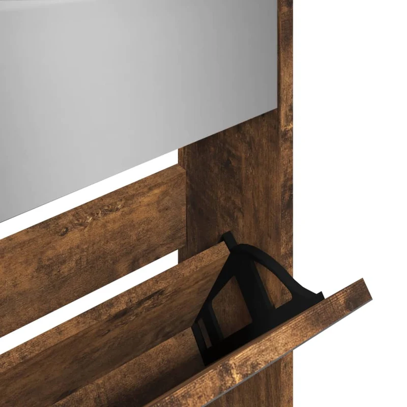 Armoire à chaussures range chaussures rangement meuble entrée couloir salon miroir 5 niveau x 63 x 17 x 169,5 cm brun 02_0021889
