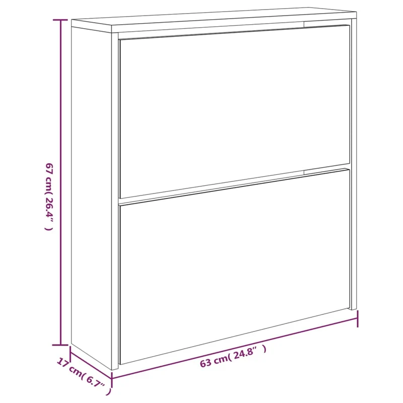 Armoire à chaussures range chaussures rangement meuble entrée couloir salon miroir à 2 niveau x 63 x 17 x 67 cm brun 02_0021893