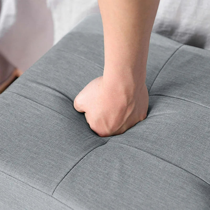 Banc de rangement tabouret rembourré pliable coffre avec couvercle pieds en bois massif gain de place volume 65l capacité de charge 300 kg pour chambre couloir gris clair 12_0003152