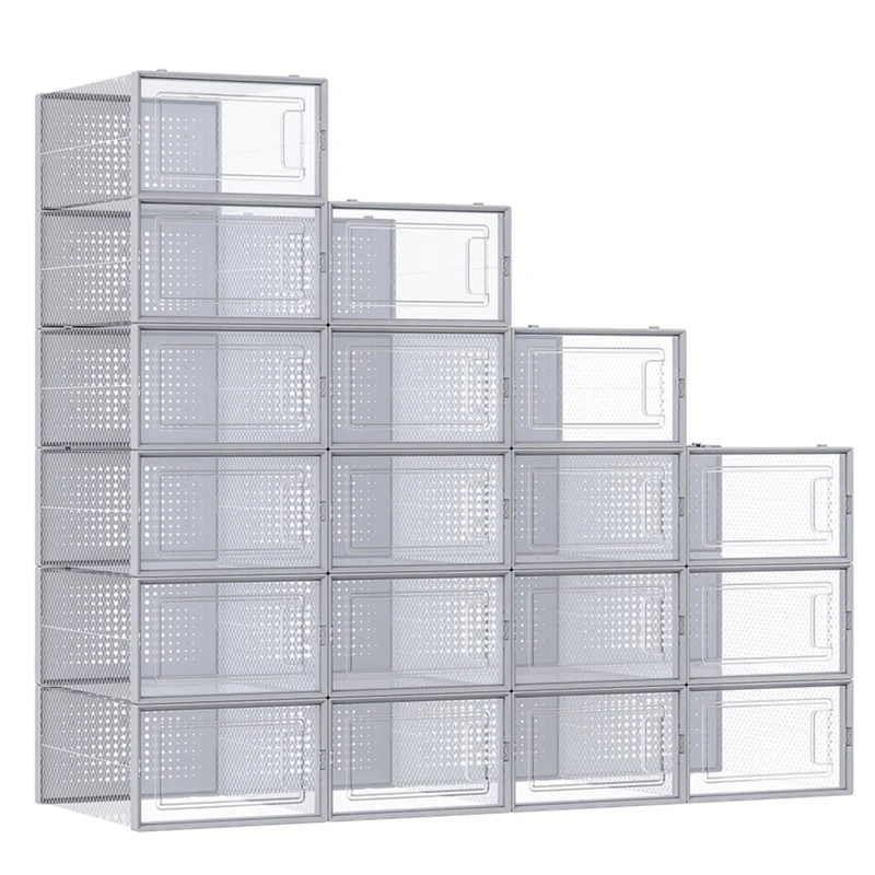 Boîtes à chaussures lot de 18 rangement chaussures pliable pour pointure jusqu’à 46 transparent 12_0004450