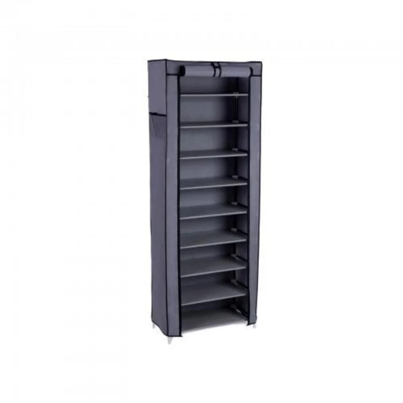 Armoire/étagères à chaussures 10 couches avec housse 27 paires de chaussures 58 x 28 x 160 cm gris 12_0001085