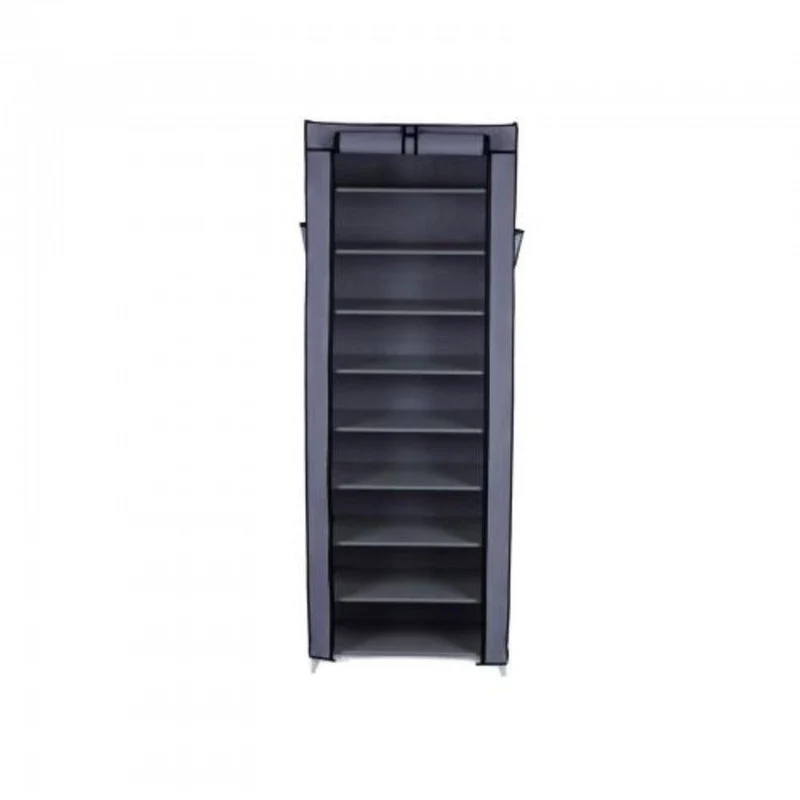 Armoire/étagères à chaussures 10 couches avec housse 27 paires de chaussures 58 x 28 x 160 cm gris 12_0001085