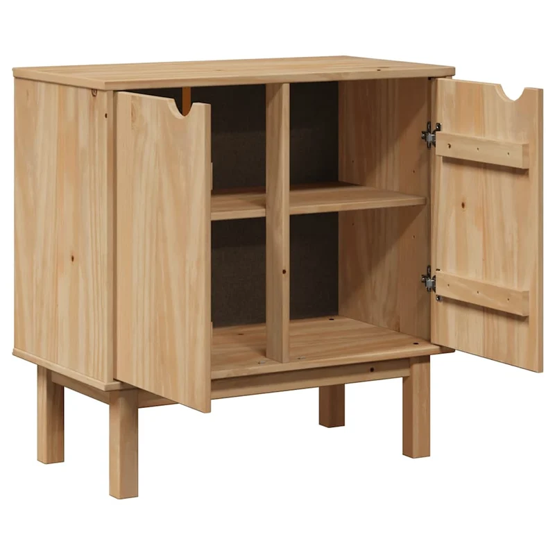 Armoire de couloir classique avec grand espace de rangement 75 x 40 x 75 cm en bois de pin massif miel 02_0057611