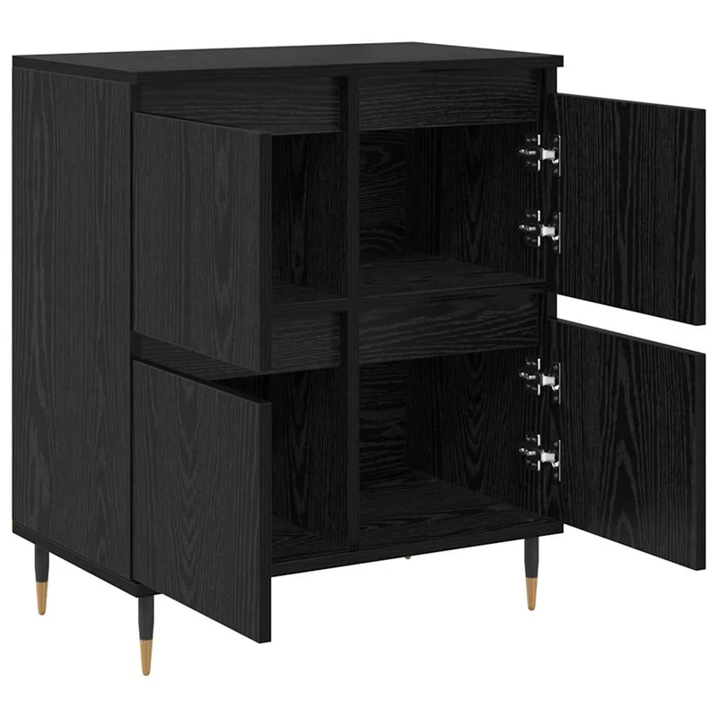 Lot de 3 armoires de rangement modernes avec grand espace de stockage 60 x 35 x 70 cm en bois d'ingénierie chêne noir 02_0056039