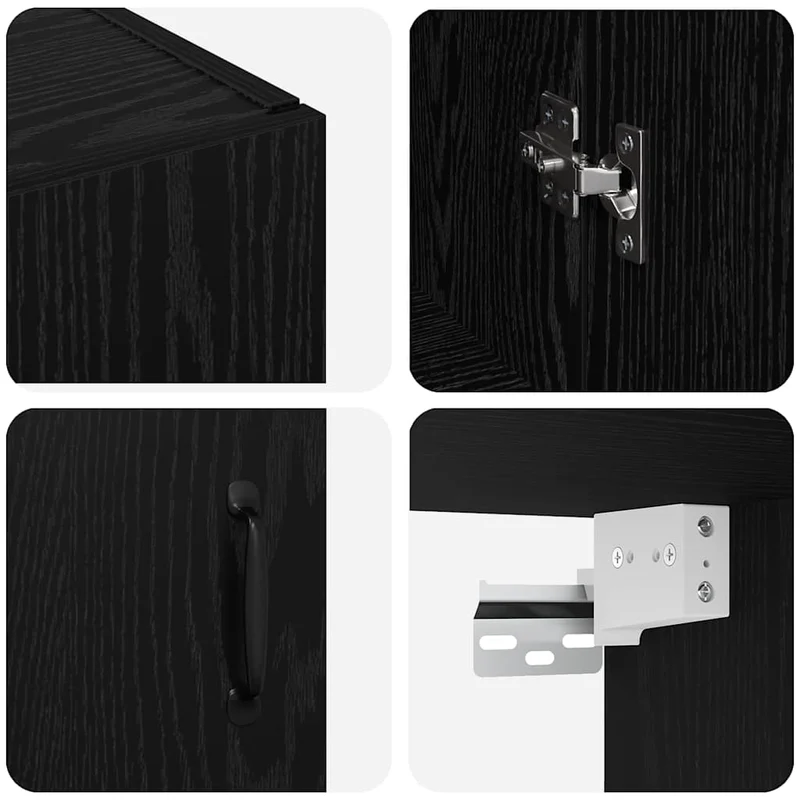 Lot de 2 armoires murales modernes avec 4 portes à charnières 69,5 x 34 x 90 cm en bois d'ingénierie chêne noir 02_0056057