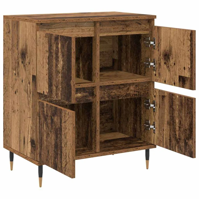 Lot de 3 cabinets de rangement rectangulaires modernes 60 x 35 x 70 cm grand espace de stockage finition épurée en bois ancien 02_0056037